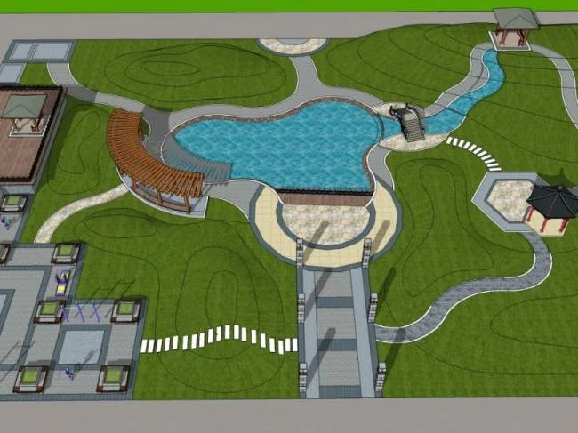 Sketchup Landscape Model | Small Garden Landscape, Chinese Style