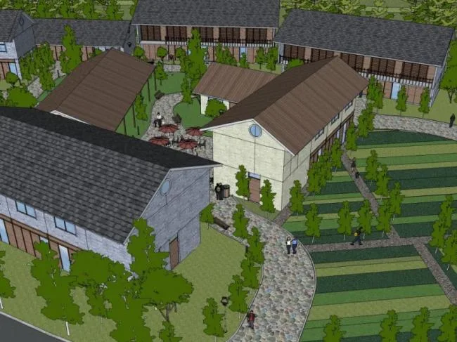 Sketchup Hotel Model | Low rise Mountain Folk Hotel, Modern Style