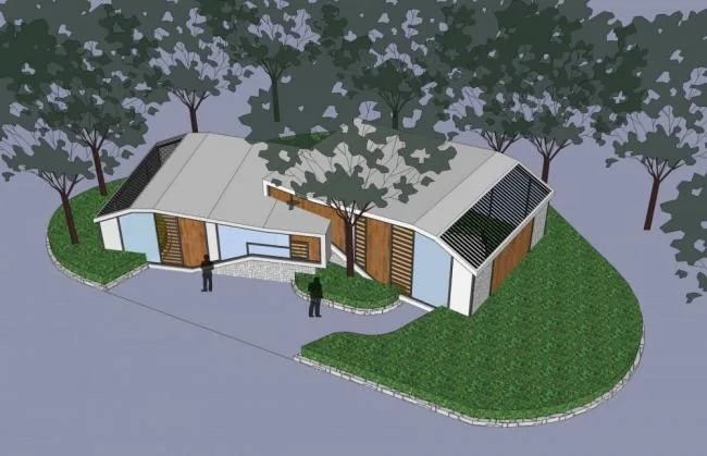 Sketchup Sketch Model | Public Toilet, Single Story, Modern Style