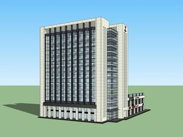Modern High-Rise Office Building Model in SketchUp