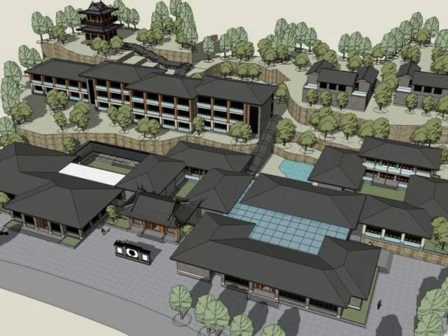 Sketchup Hotel Model | Multi story Hotel, Chinese Style