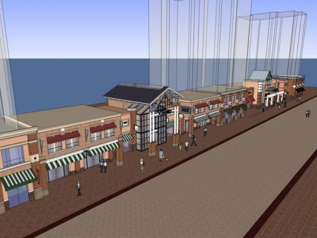 Sketchup Business Model | Low rise commercial pedestrian street, modern style