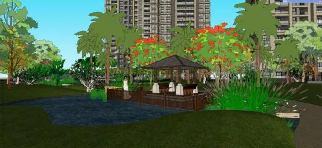 Sketchup Landscape Model | Community Landscape, Residential Landscape, Classical Style