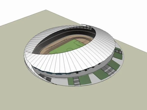 Sketchup Sports Center Model | Football Field, Tianjin Xiqing District Sports Center, Public Building, Modern Style