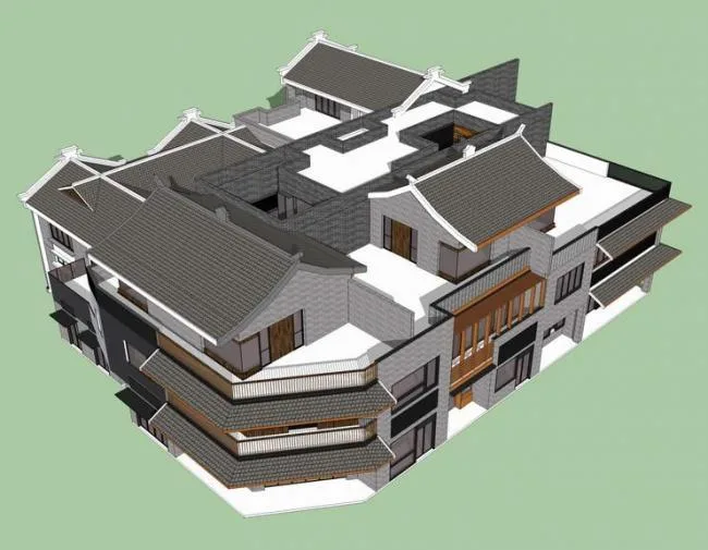 Sketchup Business Model | Multi story Commercial Building, New Chinese Style