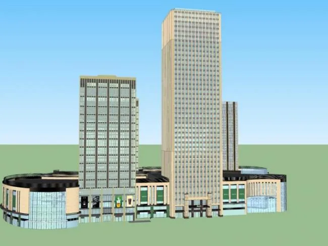 Sketchup Complex Model | Multi story Commercial Complex, Modern Style