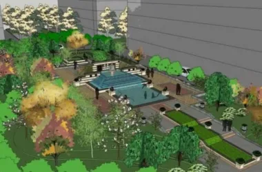 Classical Style Square Landscape Model in SketchUp-BIM WORLD