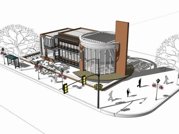 Sketchup Residential Model | Multi story Sales Office, Residential, Modern Style