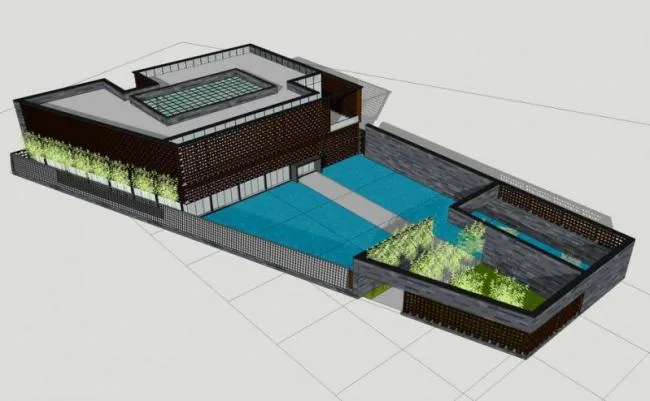 Sketchup Business Model | Multi story Clubhouse, New Chinese Style, Commercial Architecture