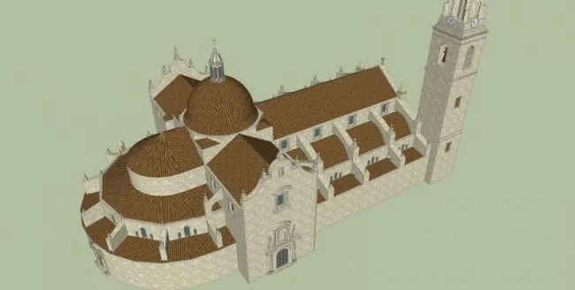 Sketchup Cultural Model | Multi story Church, Cultural Architecture, Classical Style