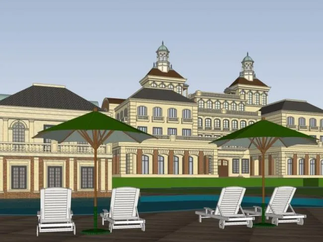Sketchup Hotel Model | Multi story Resort Hotel, Classical Style