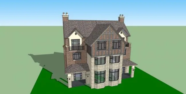 Sketchup Villa Model | Stacked Villa, British Classical Style