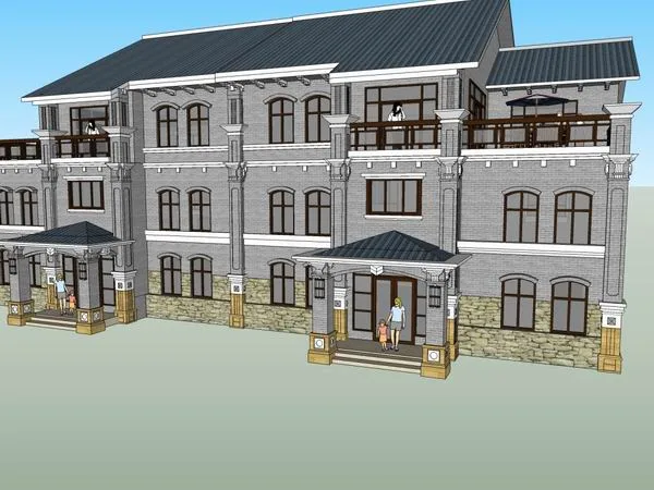 Sketchup Villa Model | Twin Villa, Classical Style
