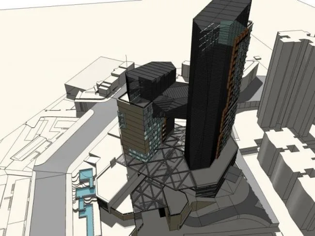 SketchUp Model of a Modern Super High-Rise Commercial Complex Featuring Hotel and Office Spaces
