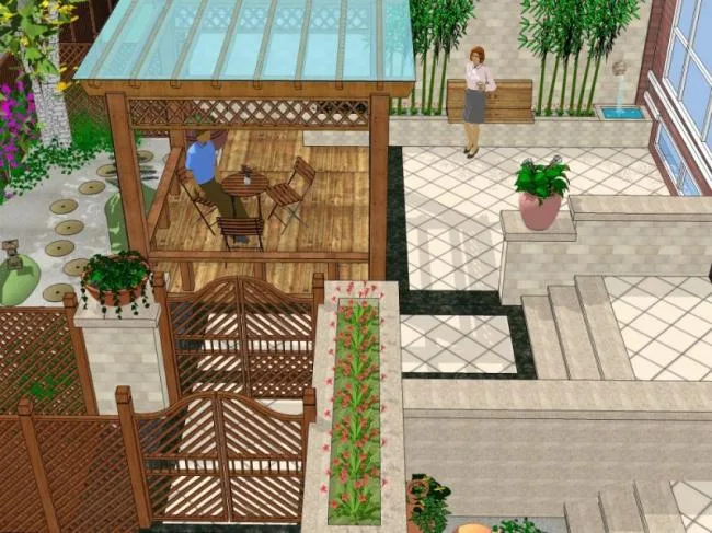 Sketchup Landscape Model | Courtyard Landscape, Classical Style