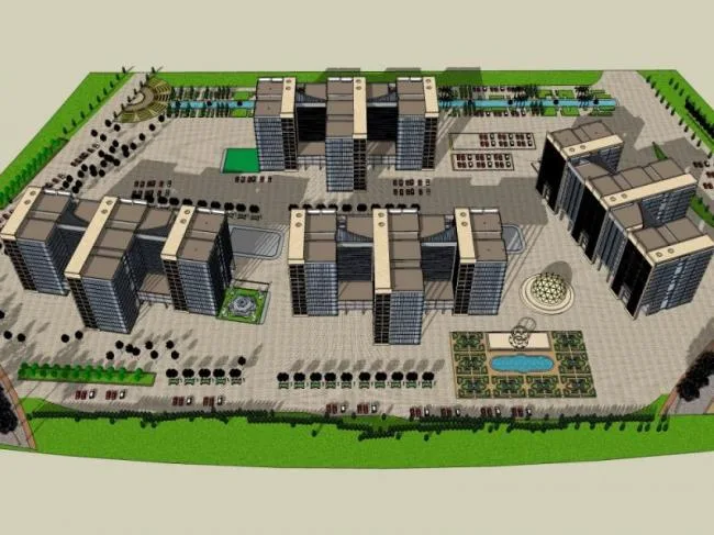 Modern High-Rise Office Building SketchUp Model