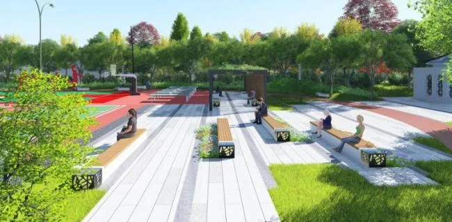 Sketchup Landscape Model | Horticultural Square Landscape, Modern Style