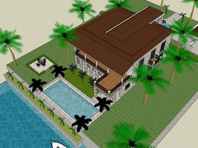 French-Style Single Family Villa Model in SketchUp