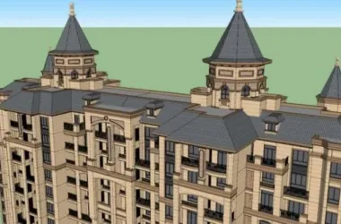 SketchUp Residential Model: Double-Block High-Rise in Classical Tuscan Style-BIM WORLD