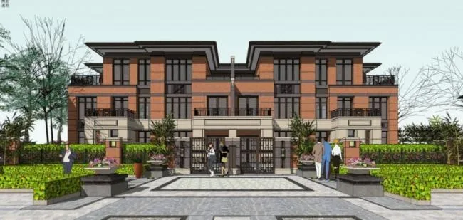 Sketchup Villa Model | Twin Villa, Modern Style