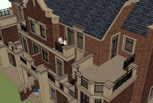 Sketchup Villa Model | Row Villa, British Classical Style