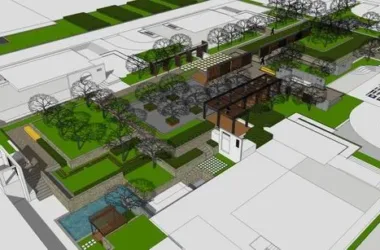 Modern High-Rise Residential and Office Complex with Park | 7, 9, and 11-Story Buildings in SketchUp Model-BIM WORLD