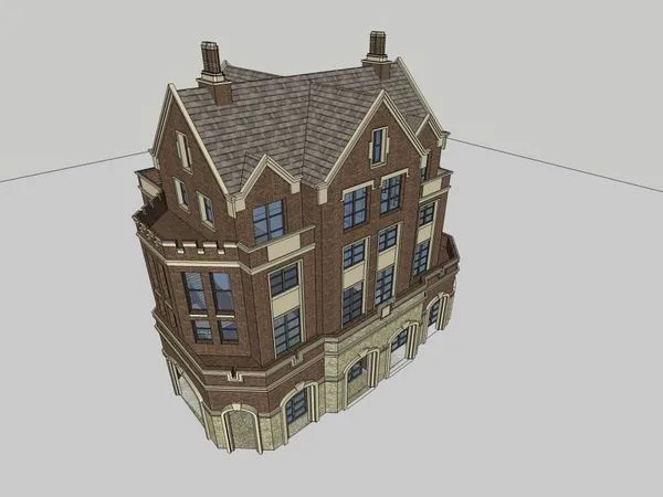 Sketchup Villa Model | Single Family Villa, Classical Style