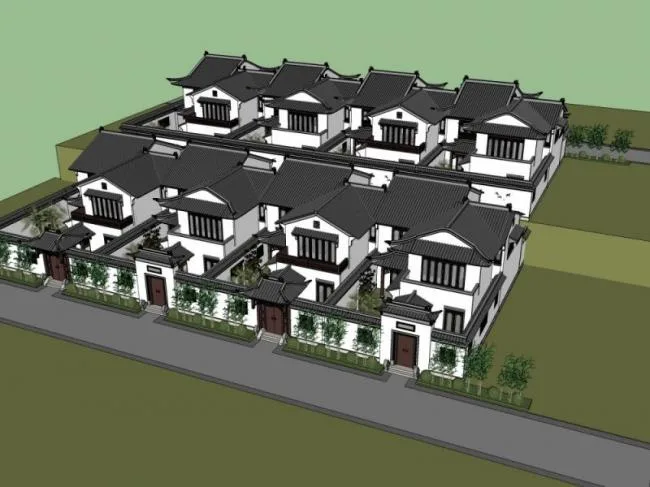 Sketchup Villa Model | Courtyard Villa, Chinese Style