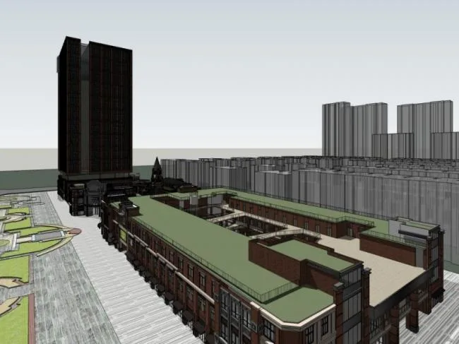 Sketchup Complex Model | Multi story Commercial Complex, Office Building, Commercial Shopping Center, Classical Style