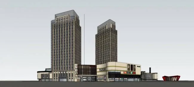 Sketchup Complex Model | Jinke Jin Street, High rise Hotel Office, Shopping Mall, Multi story Commercial Skirt, Simplified European Style