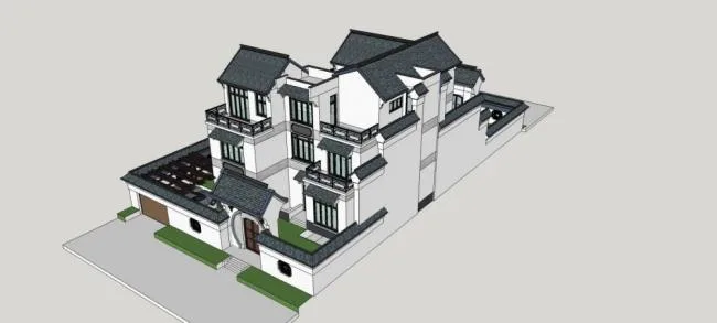 Sketchup Villa Model | Courtyard Villa, Chinese Style