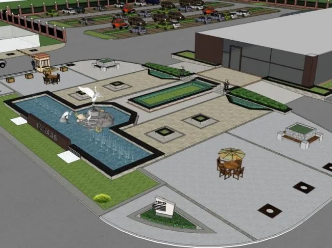 Sketchup Landscape Model | Square Landscape, European Style, Classical Style