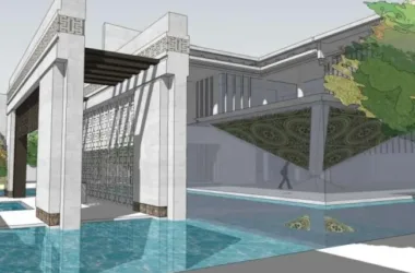 SketchUp Business Model: Multi-Story Sales Office in Modern Chinese Style-BIM WORLD