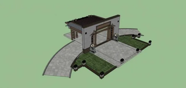 Sketchup Material Model | Components, Door Head, Entrance, Chinese Style, Gate