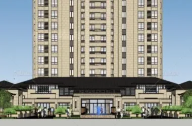 SketchUp Business Model: Multi-Story Sales Office with Clubhouse, Ground Floor, and Neoclassical Landscape Garden-BIM WORLD