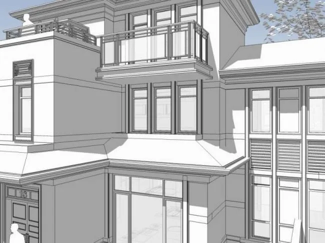 Sketchup Villa Model | Twin Villa, Modern Chinese Style