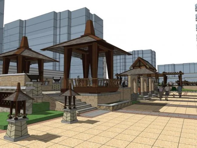 Sketchup Landscape Model | Community Landscape, Residential Landscape, Classical Style