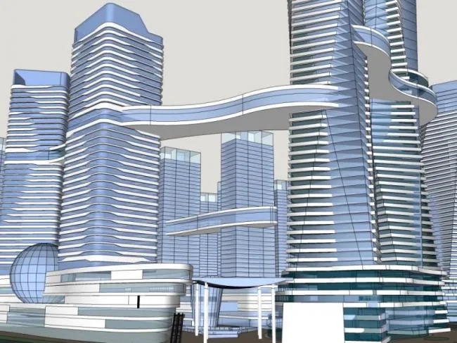 Sketchup Complex Model | Super high-rise commercial complex, office, hotel, modern style