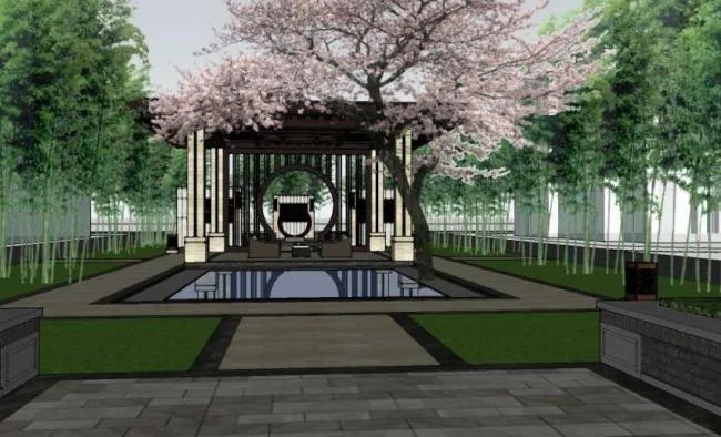 Chinese-Style Pavilion Sketch Model in SketchUp