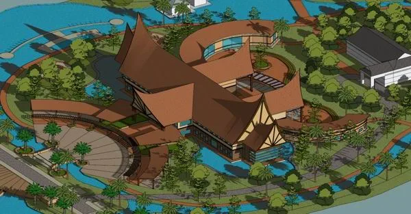 Multi-Story Southern Resort Hotel Model in Southeast Asian Classical Style | SketchUp Design