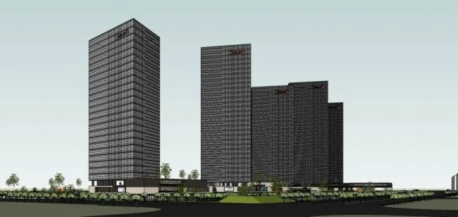 Sketchup Complex Model | Large commercial complex, high-rise hotel office, commercial podium, modern style
