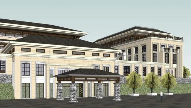 Sketchup Hotel Model | Multi story Ecological Resort Hotel, Clubhouse, New Chinese Style