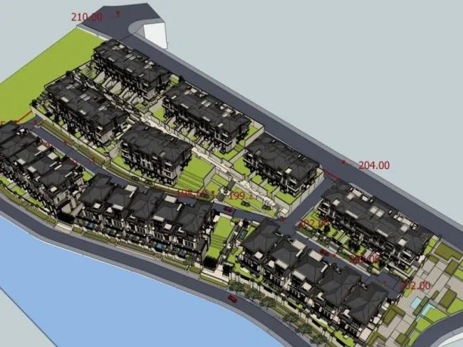 Sketchup Villa Model | Multi row Villa, Modern Chinese Style