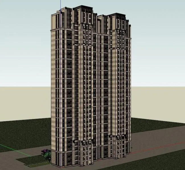 Sketchup Residential Model | High rise Residential Buildings, Classical Style