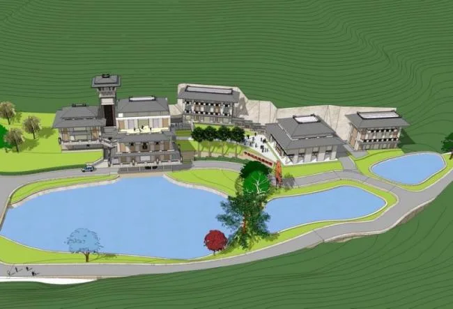 SketchUp Cultural Model: Multi-Story Chinese Museum Featuring Traditional Architecture