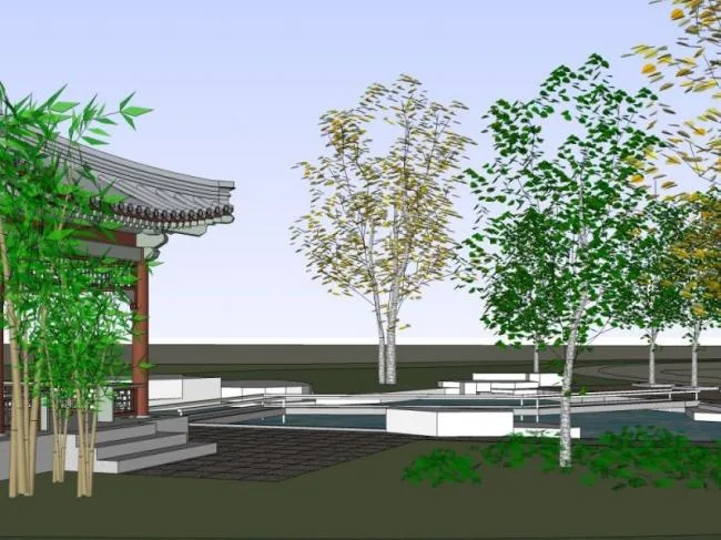 SketchUp Landscape Model: Traditional Chinese Garden Design and Architecture
