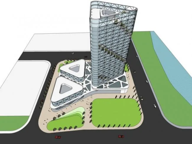 Sketchup Complex Model | Multi story Commercial Complex, Office, Hotel, Modern Style