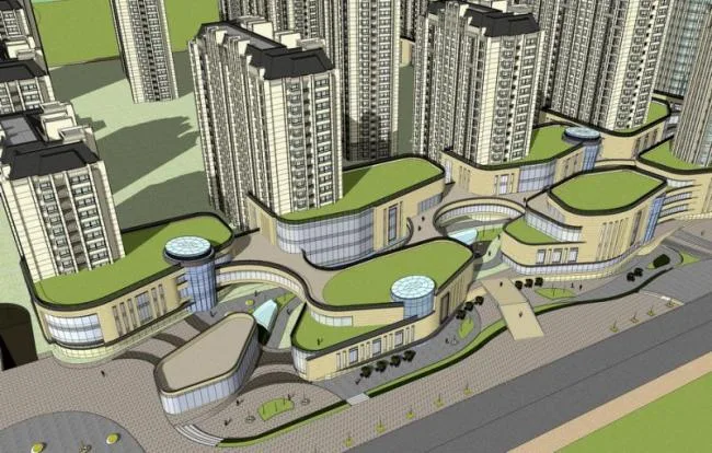 Sketchup Business Model | Multi story Distributed Commercial Street, Simplified European Style, Modern Style