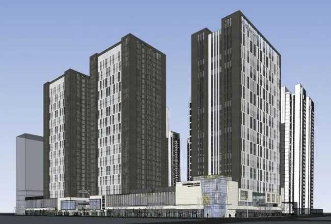 Sketchup Office Model | High rise office building, office, modern style, ground floor commercial, commercial podium