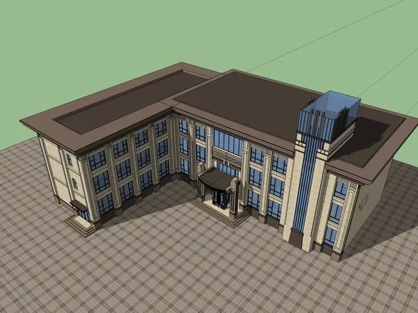 Sketchup Office Model | Multi Story Office Building, Classical Style
